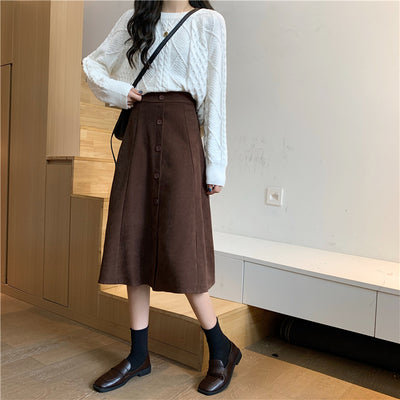 Falda Midi Cintura Alta Estilo A-Line para Invierno - Image 49