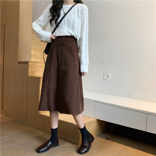 Falda Midi Cintura Alta Estilo A-Line para Invierno - Image 49