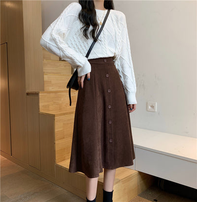 Falda Midi Cintura Alta Estilo A-Line para Invierno - Image 50