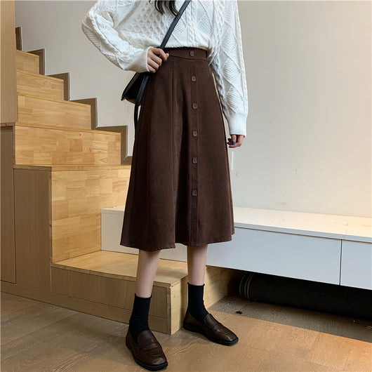 Falda Midi Cintura Alta Estilo A-Line para Invierno - Image 51