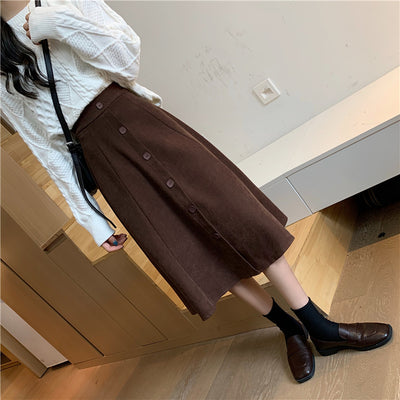 Falda Midi Cintura Alta Estilo A-Line para Invierno - Image 52