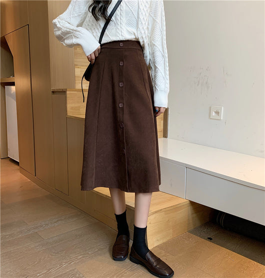 Falda Midi Cintura Alta Estilo A-Line para Invierno - Image 53