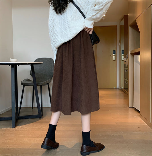 Falda Midi Cintura Alta Estilo A-Line para Invierno - Image 54
