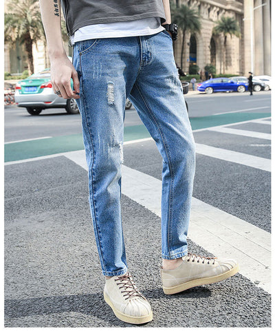 Jeans Slim Fit Coreano Elástico con Roturas Modernas - Image 6