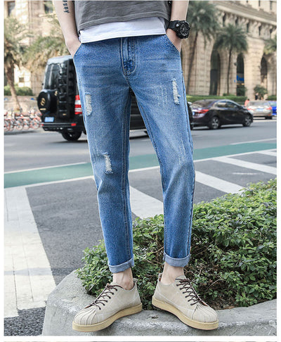 Jeans Slim Fit Coreano Elástico con Roturas Modernas - Image 7