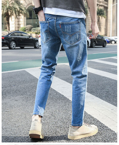 Jeans Slim Fit Coreano Elástico con Roturas Modernas - Image 8