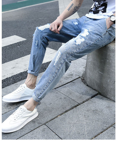 Jeans Slim Fit Coreano Elástico con Roturas Modernas - Image 10