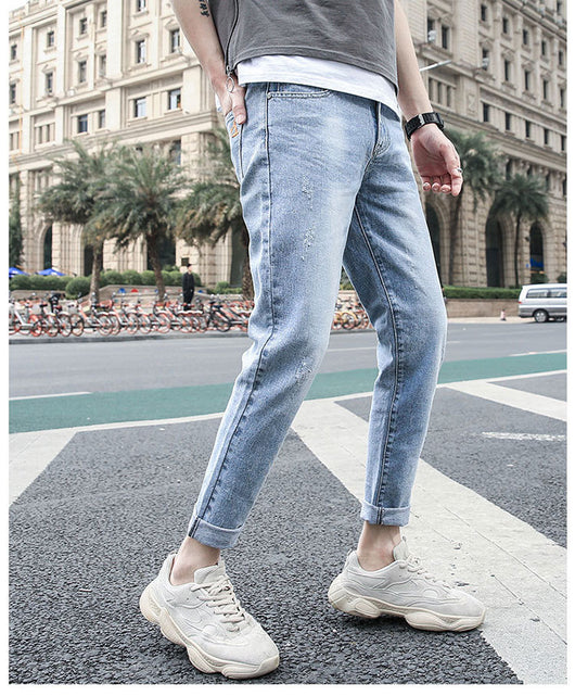 Jeans Slim Fit Coreano Elástico con Roturas Modernas - Image 11