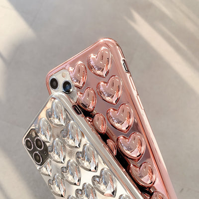 Funda para Teléfono con Diseño 3D de Corazón Electrochapada - Image 7