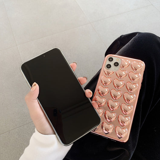 Funda para Teléfono con Diseño 3D de Corazón Electrochapada - Image 9
