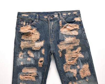 Pantalones Vaqueros con Parche Bordado God Cow Destroyed - Image 9