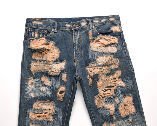Pantalones Vaqueros con Parche Bordado God Cow Destroyed - Image 9