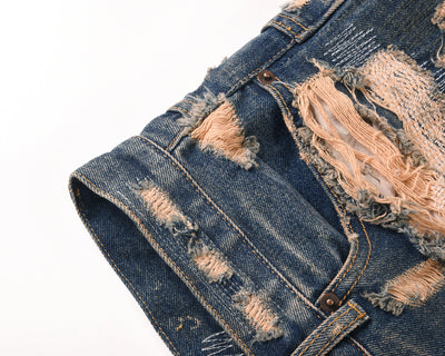 Pantalones Vaqueros con Parche Bordado God Cow Destroyed - Image 14