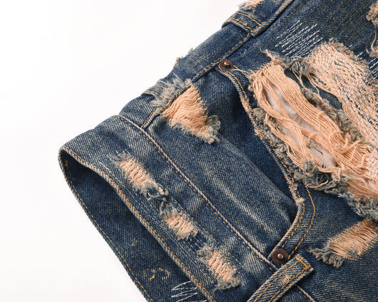Pantalones Vaqueros con Parche Bordado God Cow Destroyed - Image 14