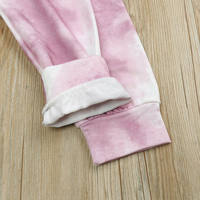Kids' light blue and white tie-dye long-sleeve top and matching pants set, made from soft cotton. - Image 9
