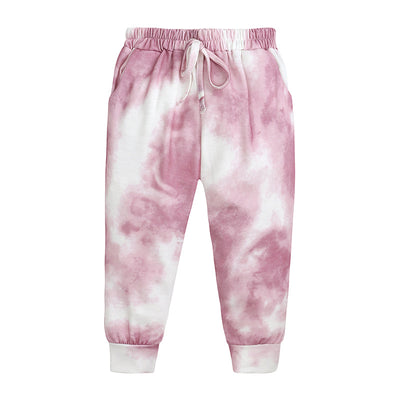 Kids' light blue and white tie-dye long-sleeve top and matching pants set, made from soft cotton. - Image 10