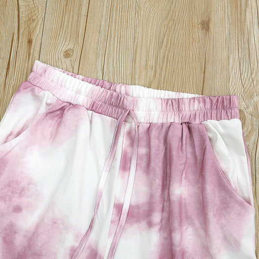 Kids' light blue and white tie-dye long-sleeve top and matching pants set, made from soft cotton. - Image 11