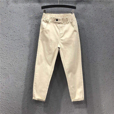 Pantalones Harem Talla Grande Cintura Alta Elástico Fino Ropa Casual Mujer - Image 9