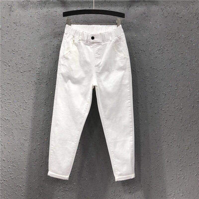 Pantalones Harem Talla Grande Cintura Alta Elástico Fino Ropa Casual Mujer - Image 12