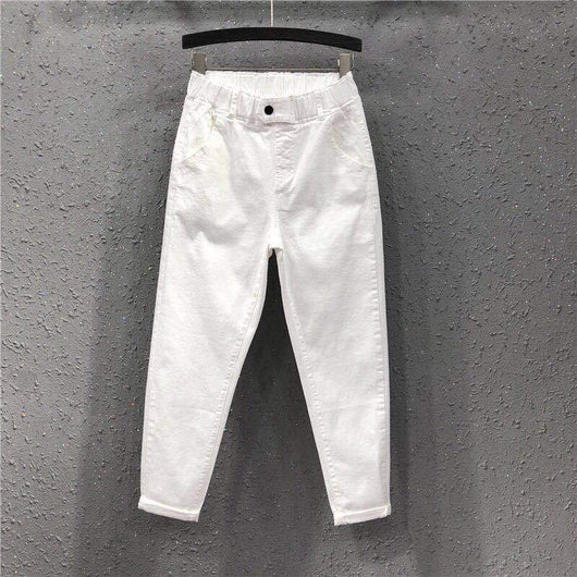 Pantalones Harem Talla Grande Cintura Alta Elástico Fino Ropa Casual Mujer - Image 12