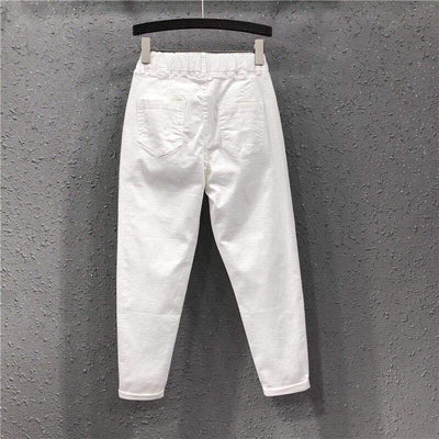 Pantalones Harem Talla Grande Cintura Alta Elástico Fino Ropa Casual Mujer - Image 13