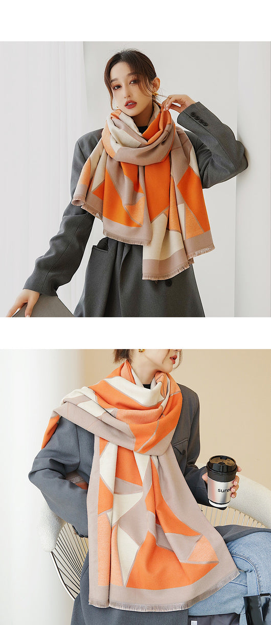 Bufanda Chal Reversible Bicolor en Imitación Cashmira - Image 10