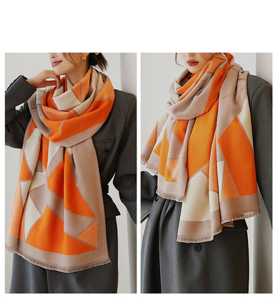 Bufanda Chal Reversible Bicolor en Imitación Cashmira - Image 12