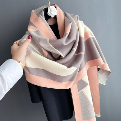 Bufanda Chal Reversible Bicolor en Imitación Cashmira - Image 17