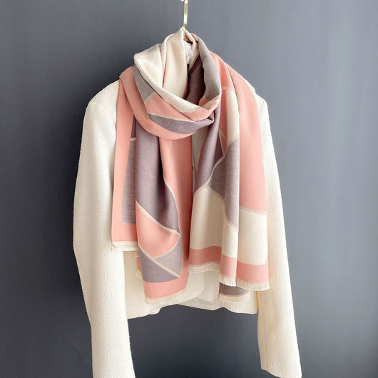 Bufanda Chal Reversible Bicolor en Imitación Cashmira - Image 18