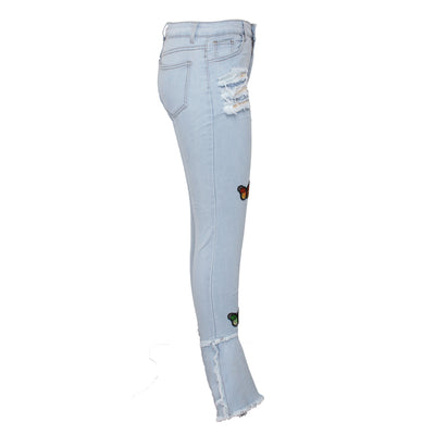 Pantalones Vaqueros Azules con Mariposas Bordadas y Detalles Rotos - Image 17