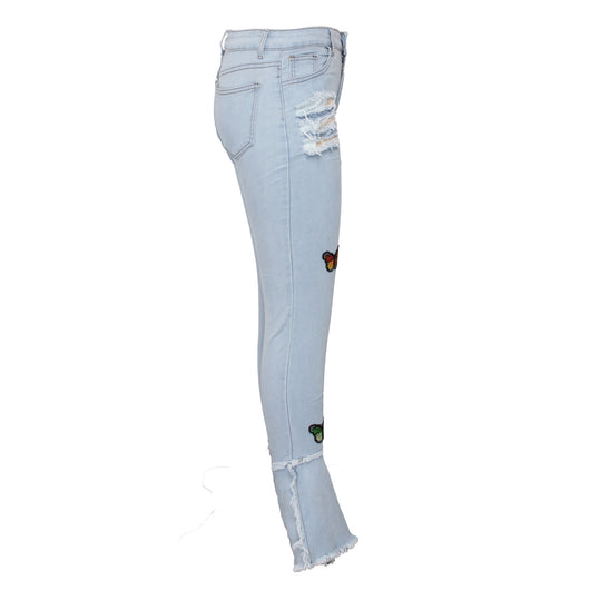 Pantalones Vaqueros Azules con Mariposas Bordadas y Detalles Rotos - Image 17