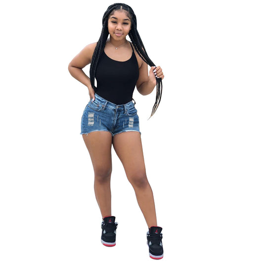 Shorts de Mezclilla para Mujer con Roturas Irregulares y Flecos Desflecados - Image 13