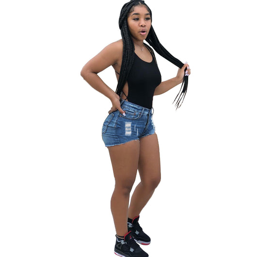 Shorts de Mezclilla para Mujer con Roturas Irregulares y Flecos Desflecados - Image 14
