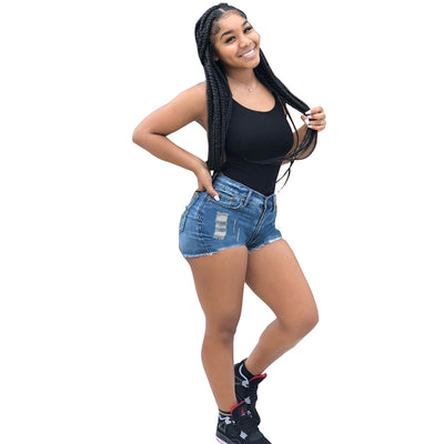 Shorts de Mezclilla para Mujer con Roturas Irregulares y Flecos Desflecados - Image 15