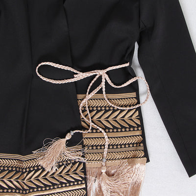 Blazer Mujer Jacquard Bordado con Flecos Diagonales Irregulares - Image 11