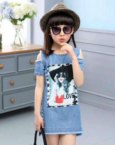 Vestido Denim Strapless para Niña - Diseño Verano - Image 8
