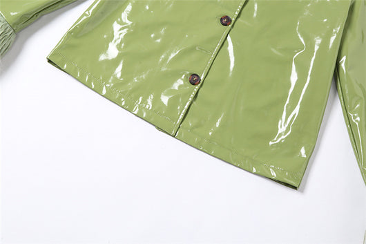 Chaqueta de Cuero Slim con Cuello de Piel - Abrigo Cálido de Botón Único para Mujer - Image 24