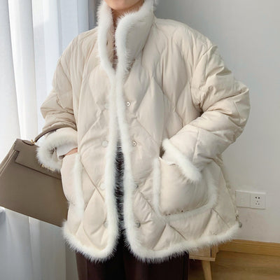 Chaqueta Corta Mujer con Plumón de Pato y Detalles de Visón - Image 9