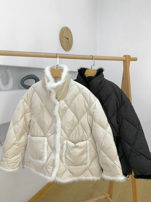 Chaqueta Corta Mujer con Plumón de Pato y Detalles de Visón - Image 16