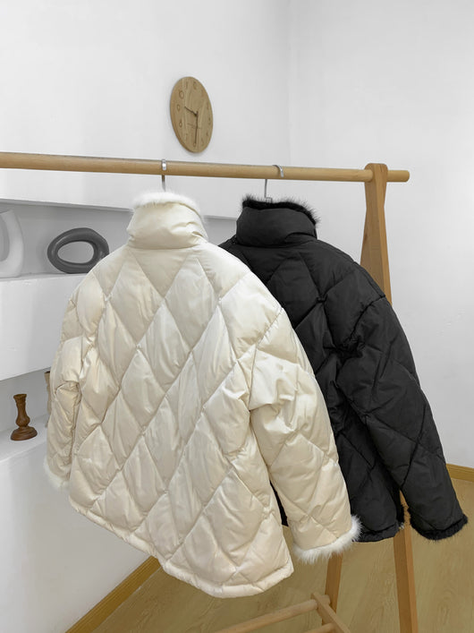 Chaqueta Corta Mujer con Plumón de Pato y Detalles de Visón - Image 17