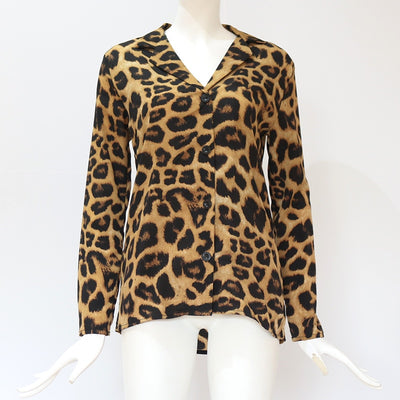 Blusa Vintage Leopardo Manga Larga Cuello Solapa Oficina Talla Grande - Image 19