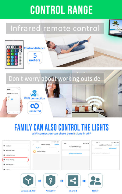 Barra de Luz LED RGB Inteligente 10M con Control por App - 24 Teclas - Image 15