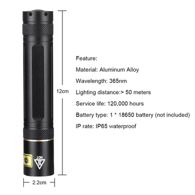 Linterna Detectora UV 365nm - Lámpara de Luz Negra para Inspección Profesional - Image 12