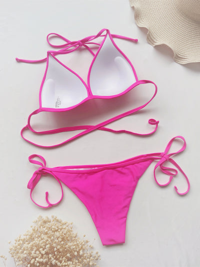 Bikini de Color Sólido con Tirantes Ajustables y Efecto Levantador - Image 9