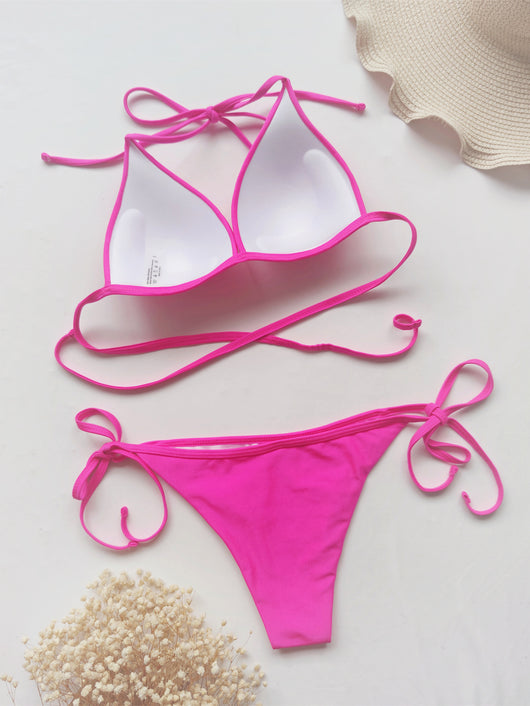 Bikini de Color Sólido con Tirantes Ajustables y Efecto Levantador - Image 9