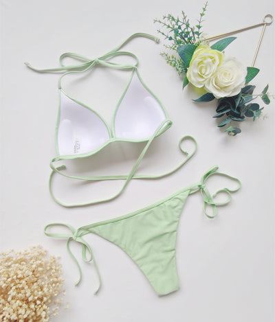 Bikini de Color Sólido con Tirantes Ajustables y Efecto Levantador - Image 13