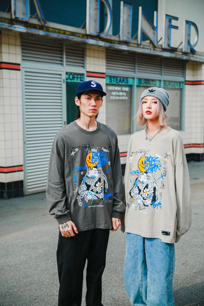 Playera Holgada Hip Hop para Parejas de Manga Larga - Image 5