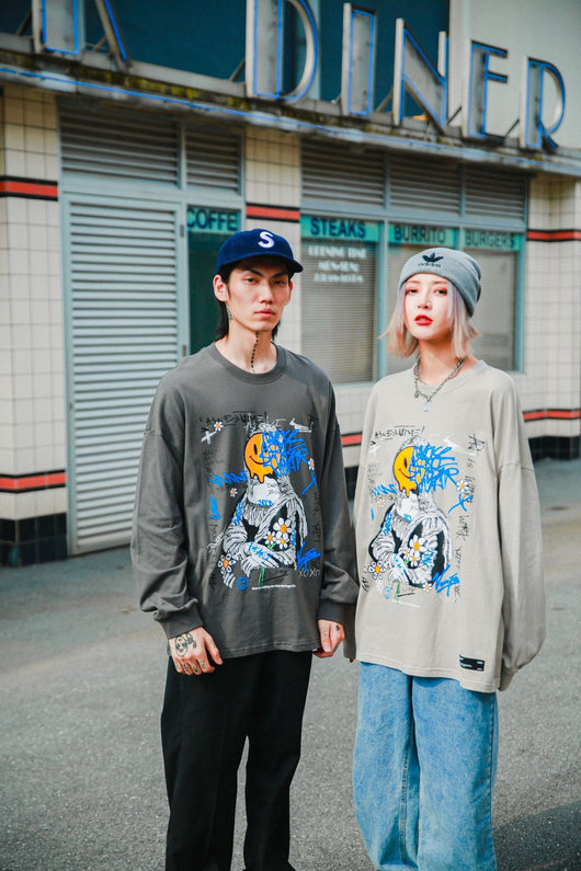 Playera Holgada Hip Hop para Parejas de Manga Larga - Image 5