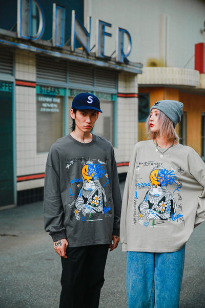 Playera Holgada Hip Hop para Parejas de Manga Larga - Image 6