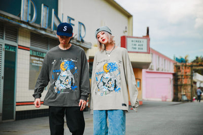 Playera Holgada Hip Hop para Parejas de Manga Larga - Image 7